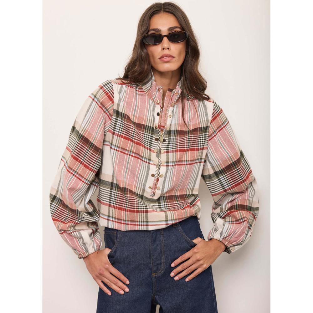 Mint Velvet Neutral Cotton Checked Shirt
